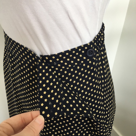 90s Leslie Fay Maxi Navy Gold Star Print Nautical Size Small Skirt - Picture 8 of 10